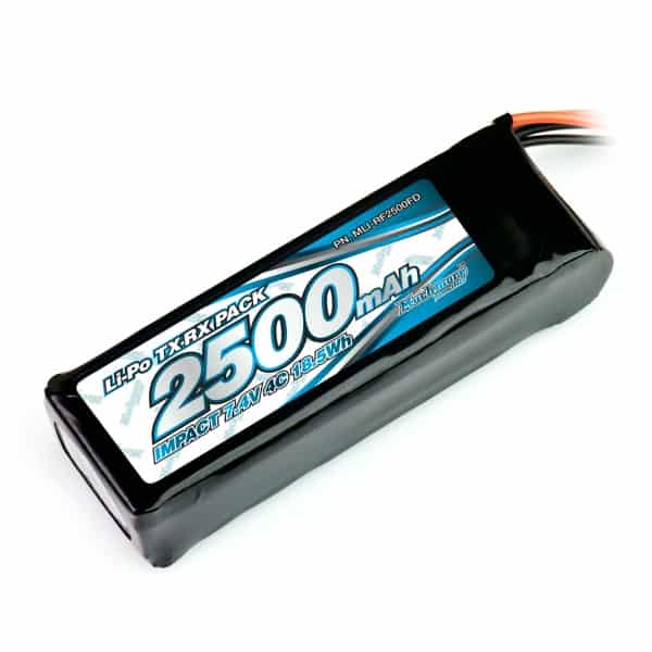 IMPACT Li-Po Battery 2500mAh/7.4V 4C Flat Size for Tx & Rx