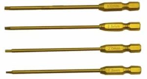 Premium Titanium Tips 4pcs (6.35mm/1/4) Hex1.5/2.0/ 2.5/3.0mm/