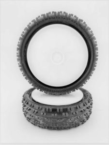 Pre Glued Yellow Wide Stagger Rib – 1/10 on White JC Wheels – (pr)